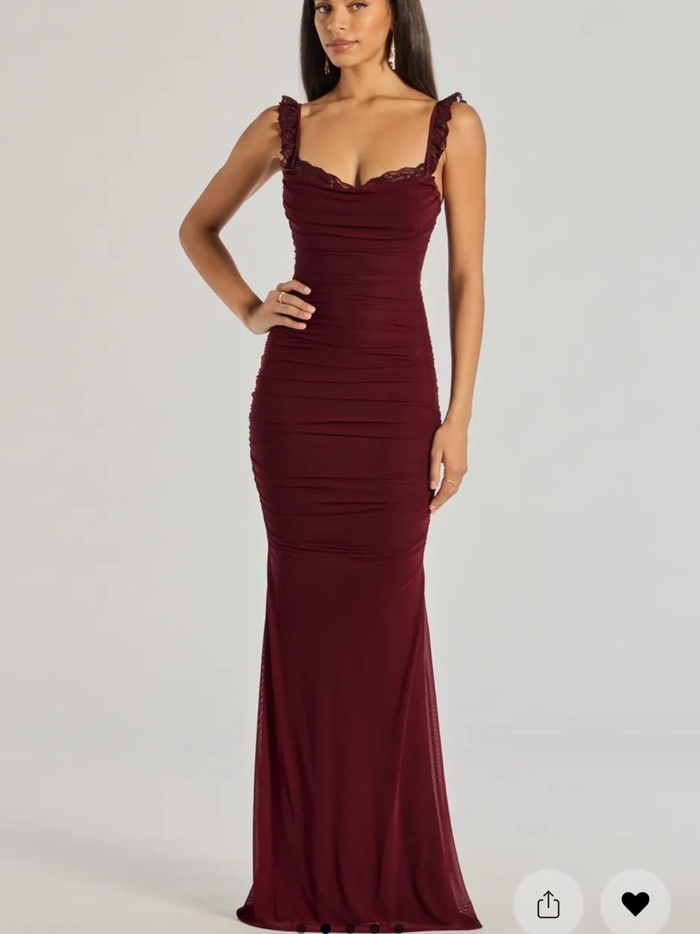 Windsor Burgundy Ruched Sleeveless Maxi Dress